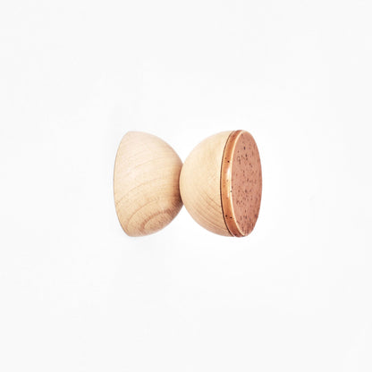 Beech Wood & Ceramic Wall Hook / Knob - Terracotta Orange Specks