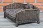 Dark Wicker Pet Bed Alfie With Cushion and Decorative Bone, 74×52 cm