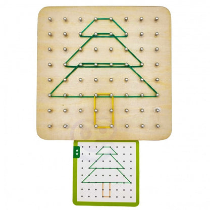 Geoplan on Rubber Bands Wooden Puzzle, 69 pcs