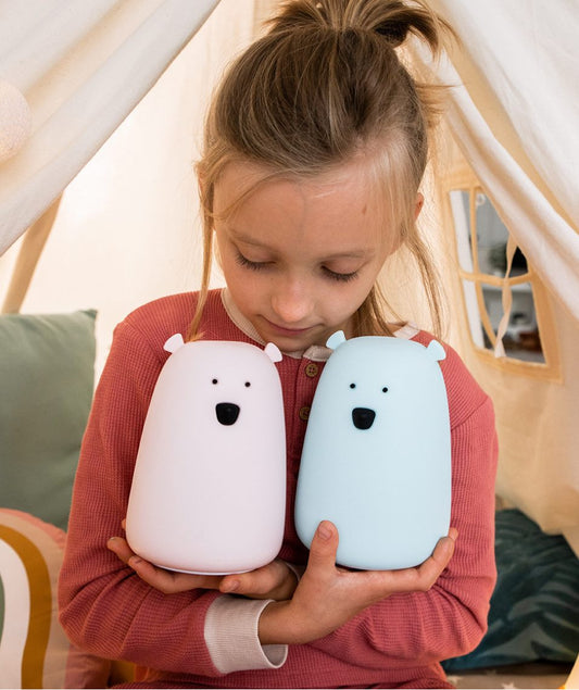 BIG Teddy Bear Silicone Lamp with Remote Control – Blue – Rabbit &amp; Friends