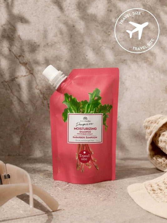 Szampon rabarbarowy z ekstraktem aloesowym 100ml travel size – Magrada Organic Cosmetics