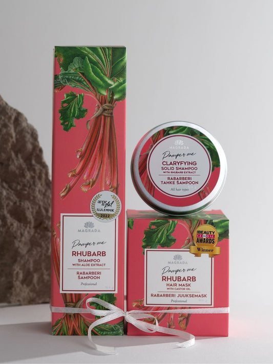 Hair set, deeply moisturizing with rhubarb and castor oil – Magrada Organic Cosmetics 