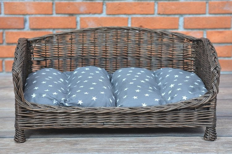 Alfie Dark Wicker Bed with Cushion – Wicker Stories