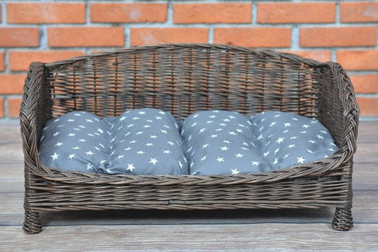 Alfie Dark Wicker Bed with Cushion – Wicker Stories