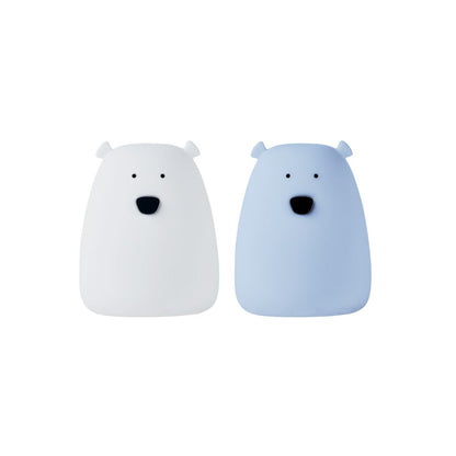Set of 2 mini bear lamps – white and arctic blue – Rabbit &amp; Friends